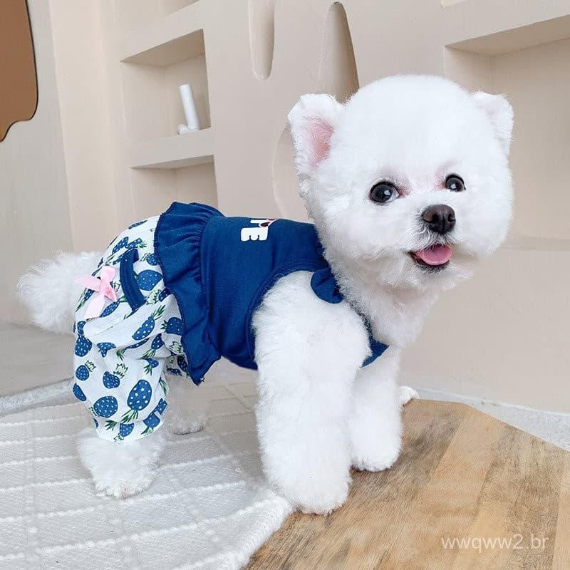 Pineapple Strap Four-Legged Clothes for Pets Teddy Pomeranian Yorkshire Bichon Small Dogs Cats Puppy Clothes Summer