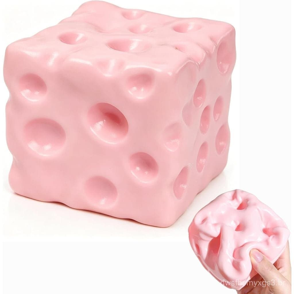 Squishy de Queijo Rosa - Squishy de Queijo da Sorte Macio, Brinquedo Sensorial de Queijo de Subida Lenta para Alívio de