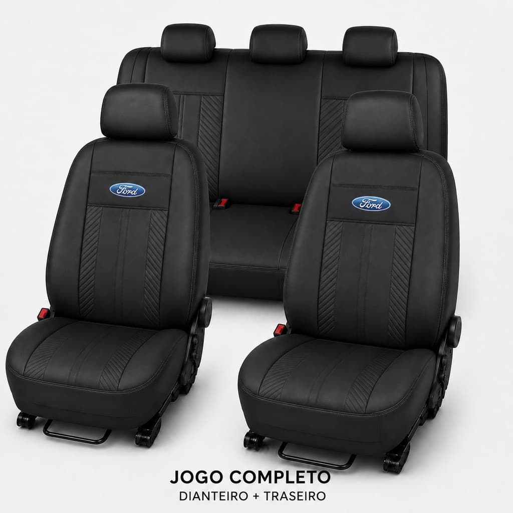 Jogo Capa Banco Para Carro Couro Ecológico Diamantada Premium Ford ka Fiesta EcoSport Focus Courier