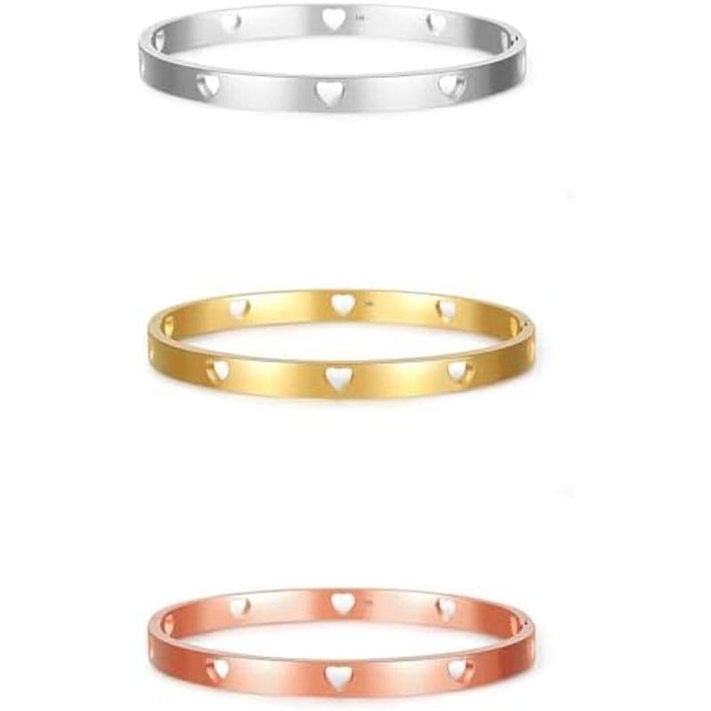 Pulseira De Coração Para Bebês , Crianças , Meninas , Ouro , Prata Rosa , 3 Cores , Pulseiras De Aço Inoxidável 316L Com