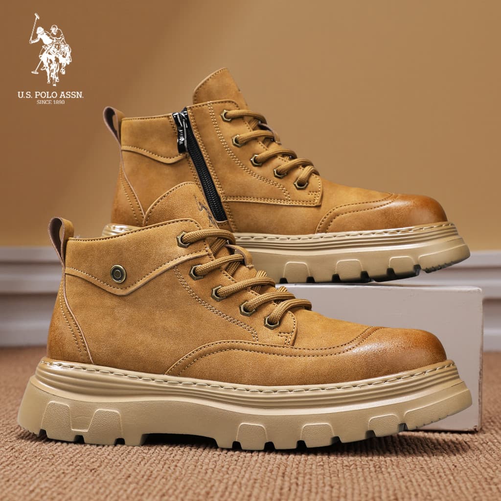 USPOLO.ASSN.Genuine Sapatos masculinos 2026 Primavera Novo estilo Martin Botas masculinas de cano alto Botas masculinas