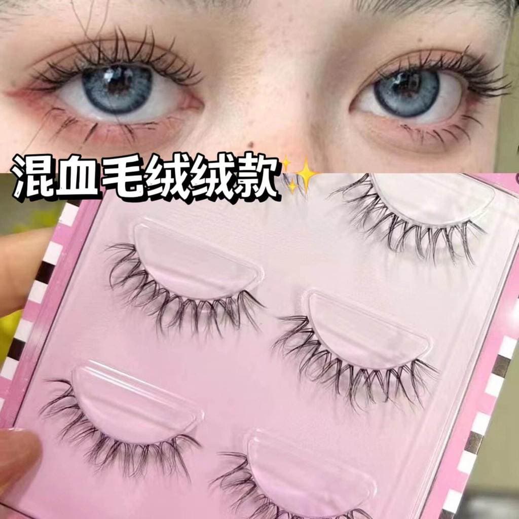 3D luz de pelúcia europeu americano bagunçado cílios postiços Natural grosso Curling uma peça transparente haste quadrin