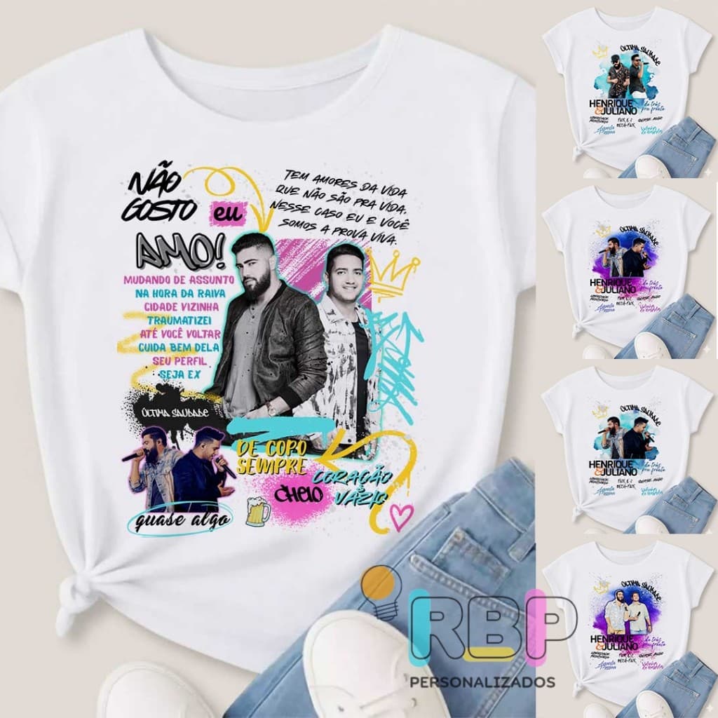 Camiseta T-Shirt Babylook Unissex Personalizada Fã Show Sertanejo Henrique e Juliano