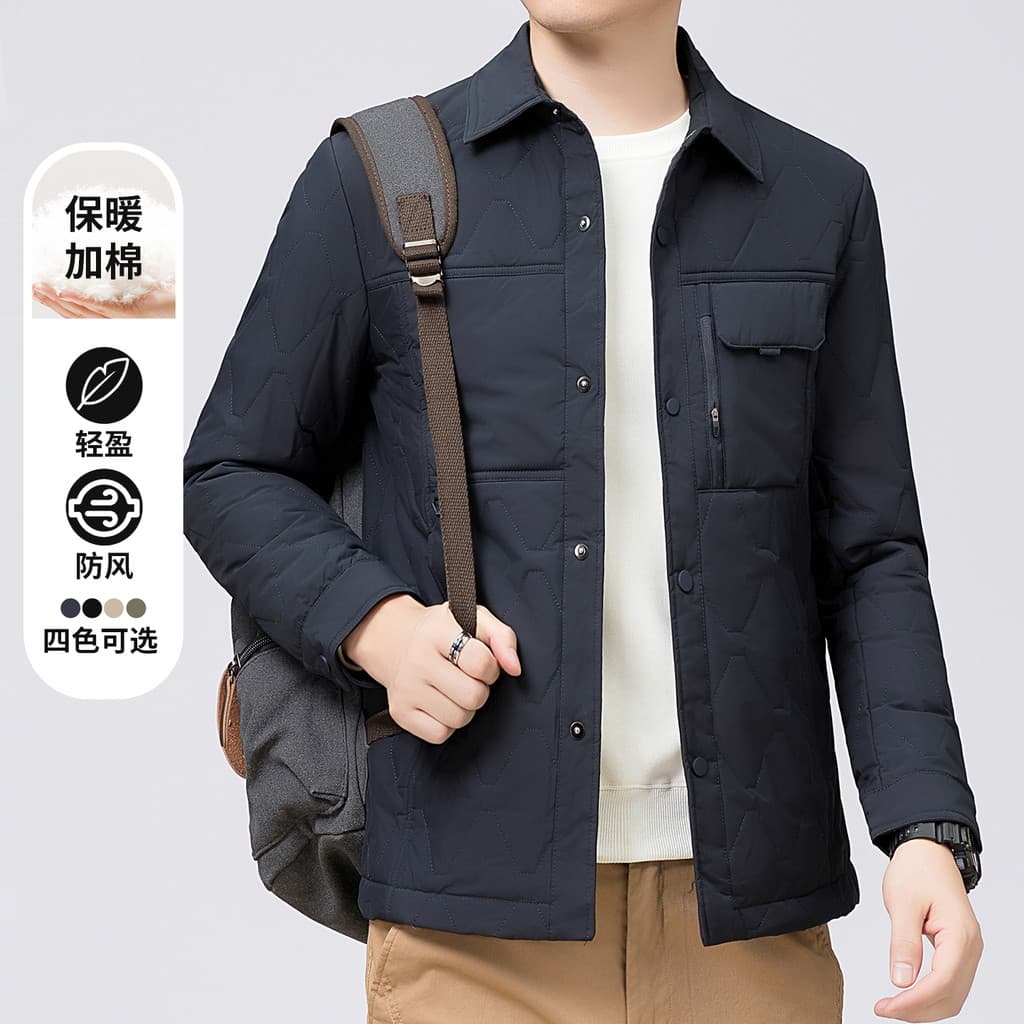 Outono inverno pai quente acolchoado jaqueta de meia-idade inverno lapela Casual acolchoado jaqueta de meia-idade idosos