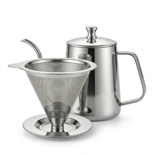Kit Café Perfeito em Casa I Chaleira Ganso + Filtro Inox