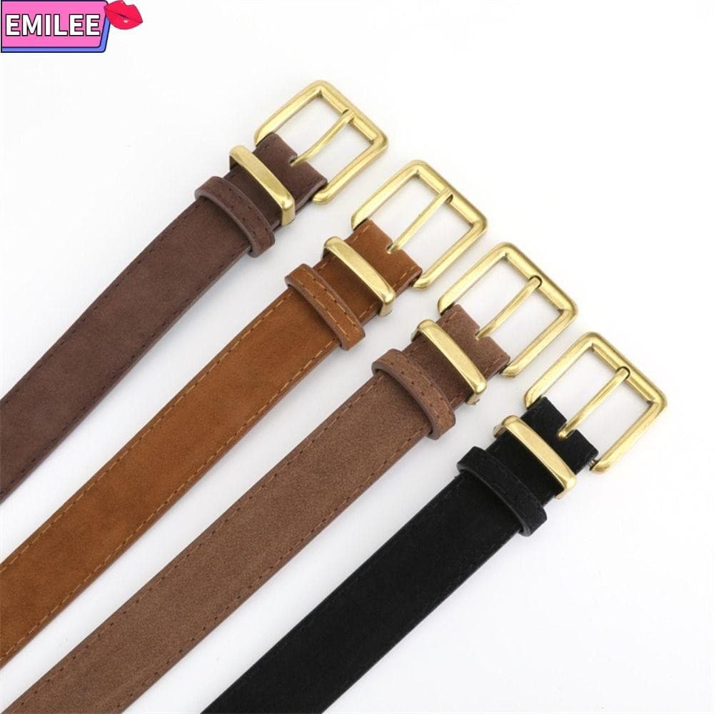 Cinto De Couro De Camurça EMILEE , Retrô De Negócios Com Design Luxuoso , Cintura Casual Fivela De Pino Para Mulheres