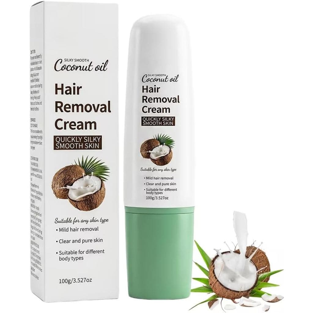 Creme Depilatório Facial com Óleo de Coco, 100g, Removedor de Pelos Suave e Sensível para Mulheres e Homens, Rosto, Quei
