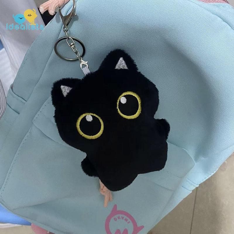 Idealistas Bonito Gato Preto Brinquedo De Pelúcia Chaveiro Dos Desenhos Animados Gatinho Macio Boneca Pingente Carro Moc