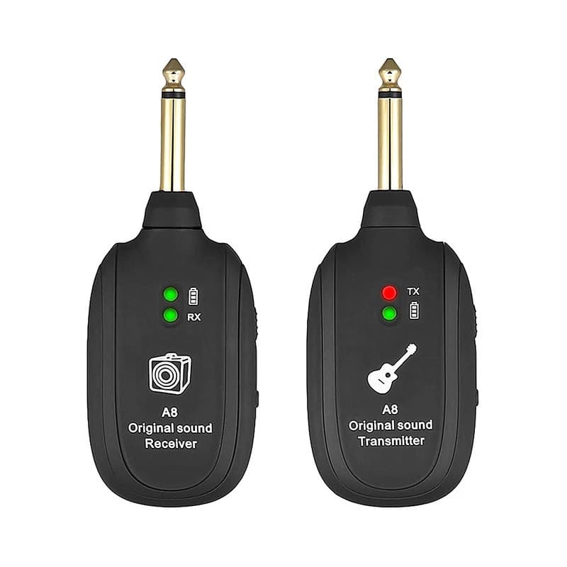 Sistema de Guitarra Sem Fio Miwayer A8 com Transmissor e Receptor Sem Fio de 4 Canais Integrados para Guitarra Elétrica,