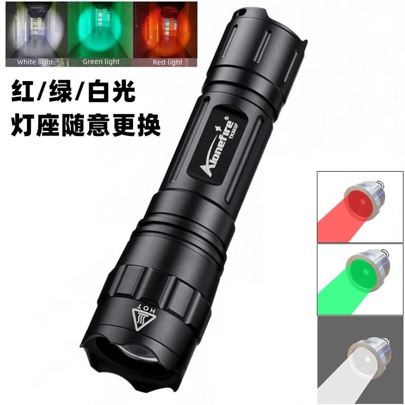 Luz verde com foco ao ar livre Super brilhante lanterna tática de longo alcance luz verde poeira lanterna LED