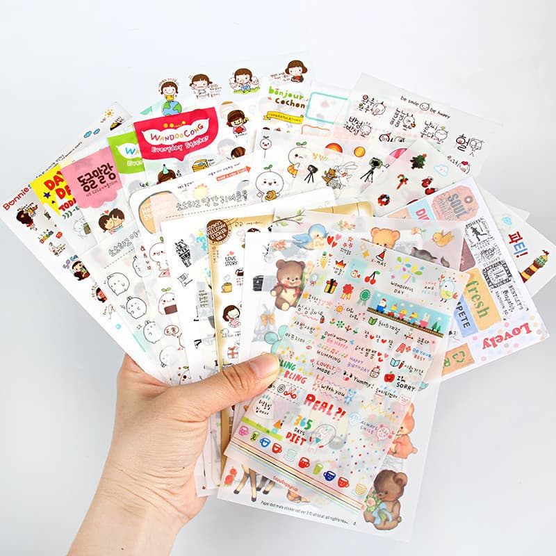 Coreano criativo bonito crianças dos desenhos animados diário artesanal álbum de fotos manual decoração DIY adesivos à p