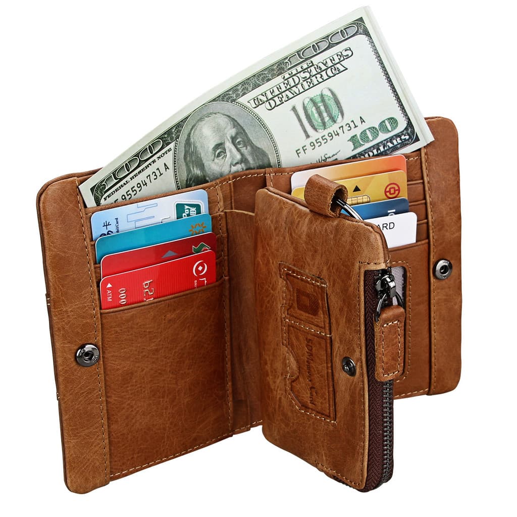 Novo produto fornecimento de fábrica RFID Casual carteira de couro genuíno primeira camada saco de moedas Retro cavalo l