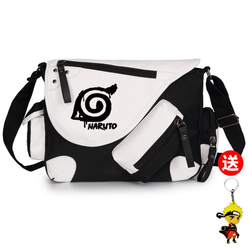 Naruto mensageiro saco masculino estudante classe suplementar saco de grande capacidade prático Street Wear lona alta-En