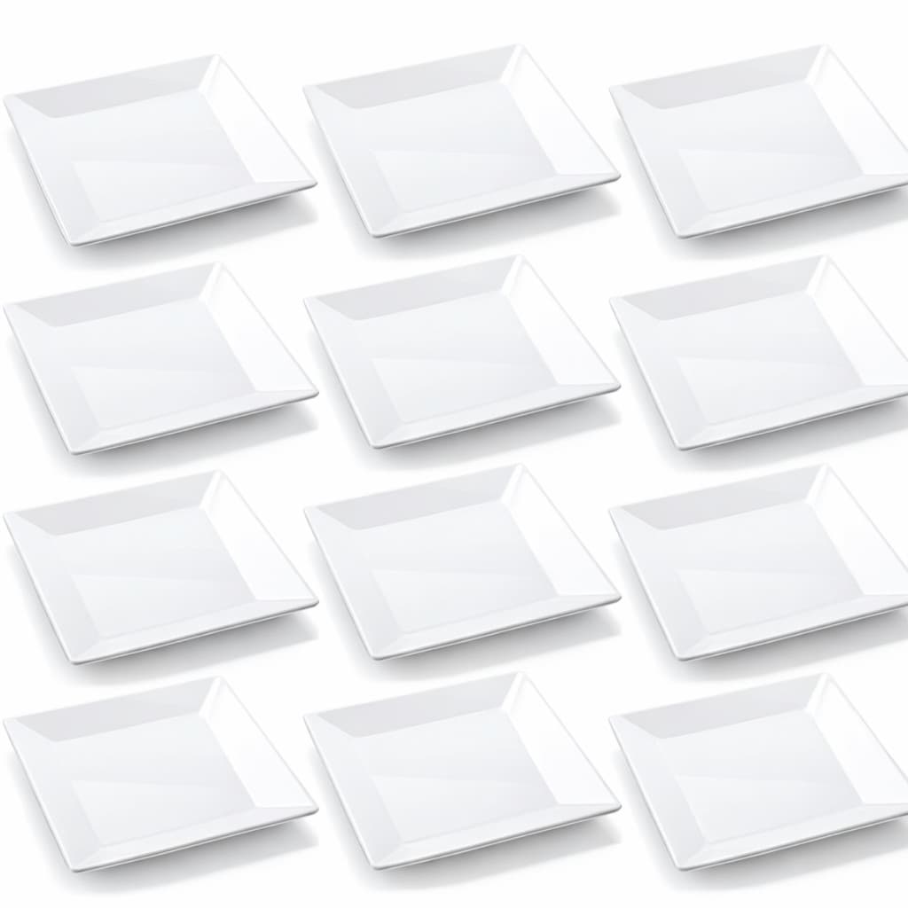Jogo 20 Pratos Quadrado Raso Melamina 25cm Branco Buffet