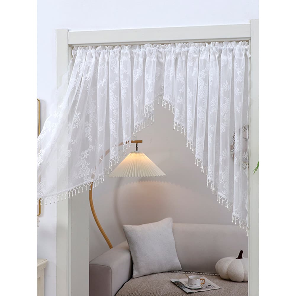 Cortina de porta retrô chinesa com tela de renda, cortina divisória sem perfuração, quarto, sala de estar, cozinha, banh
