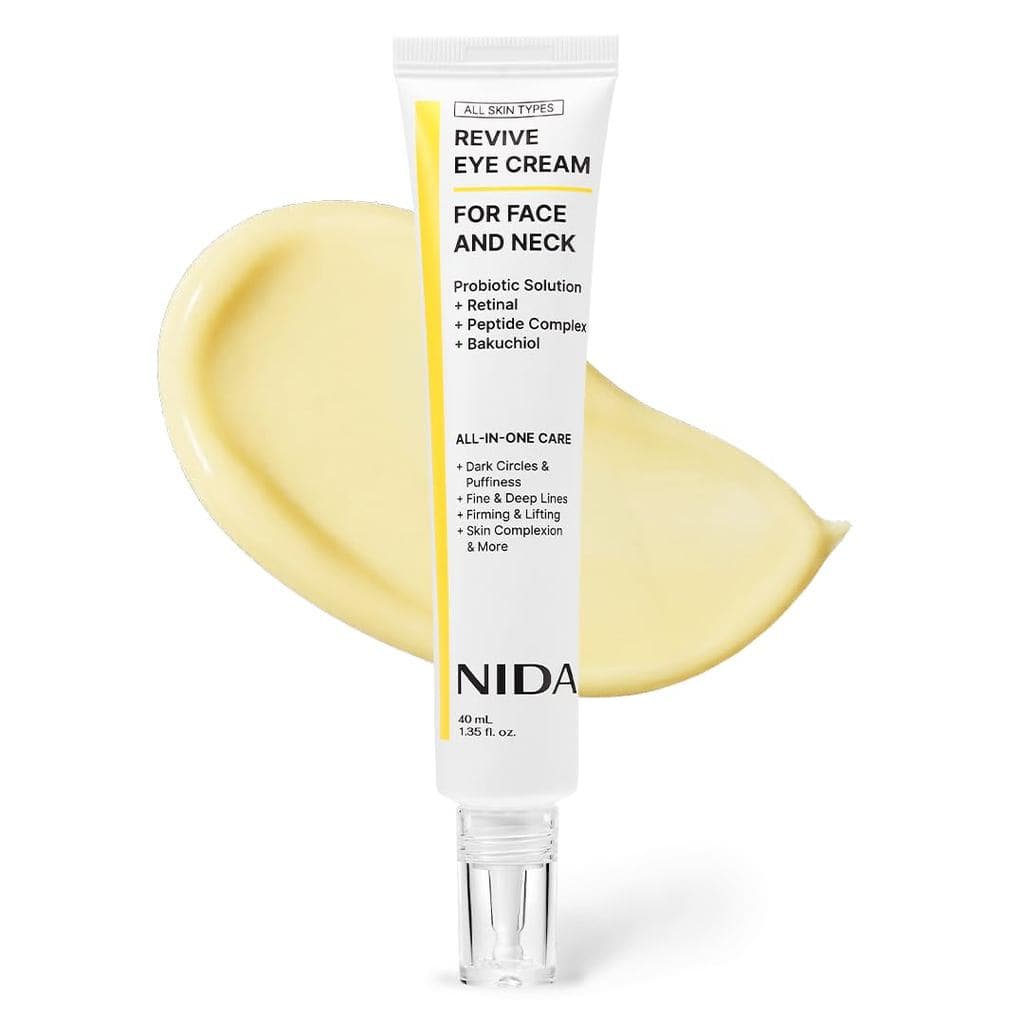 Creme para os Olhos NIDA Revive para Rosto e Pescoço |   Solução Probiótica Lystate, Retinal, Complexo de Peptídeos, Bak