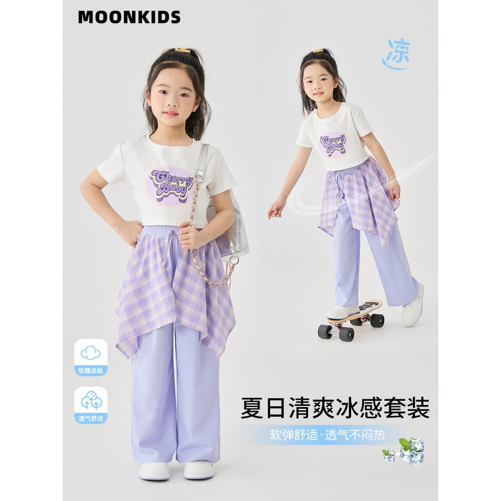 Meninas ternos de verão 2026 novo estilo roupas de verão crianças dopamina usar calças meninas de manga curta trajes de