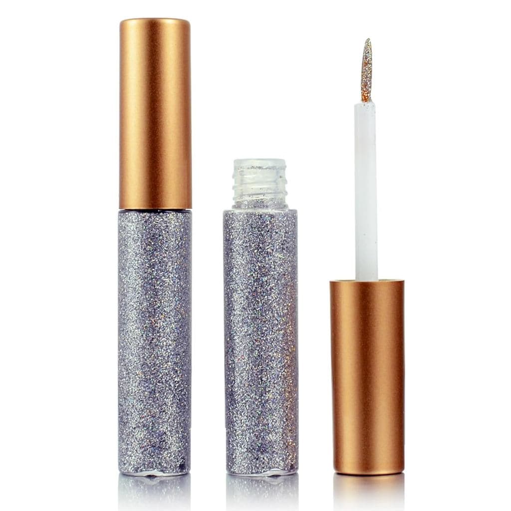 Delineador com Glitter, Delineador com Glitter Prateado, Maquiagem para Olhos com Glitter à Prova d'Água e de Longa Dura