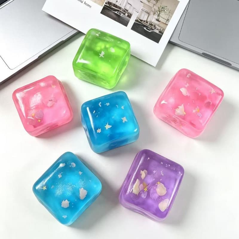 3.5cm Oceano Cubo Brinquedo Mole Lento Subindo Forma De Água Alívio Do Estresse Decoração De Mesa Escritório Em Casa Fid