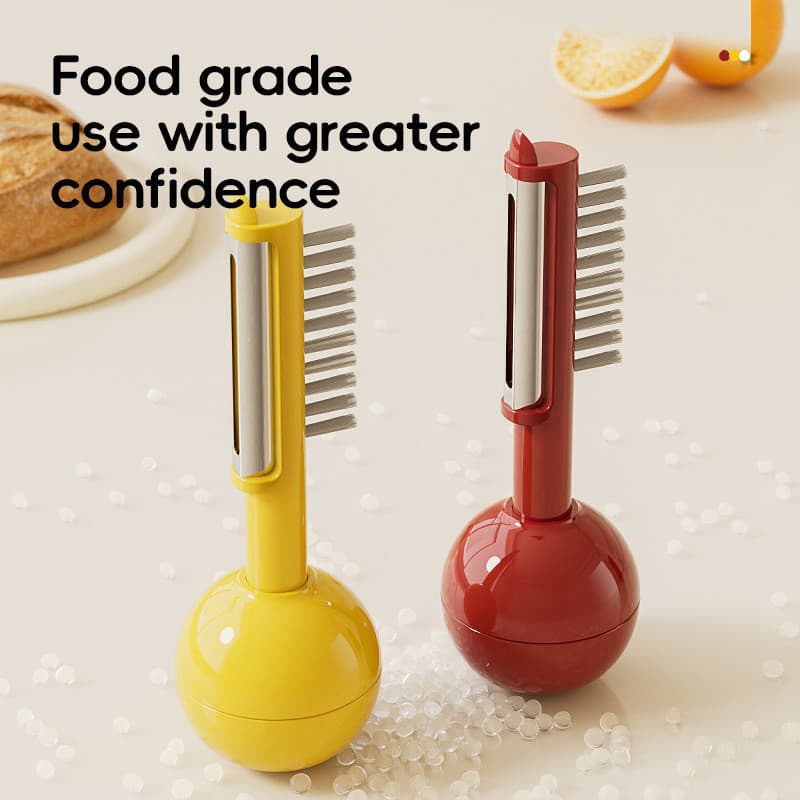 Faca de descascar copo multifuncional, descascador doméstico de frutas e vegetais com escova de limpeza, ferramenta de c
