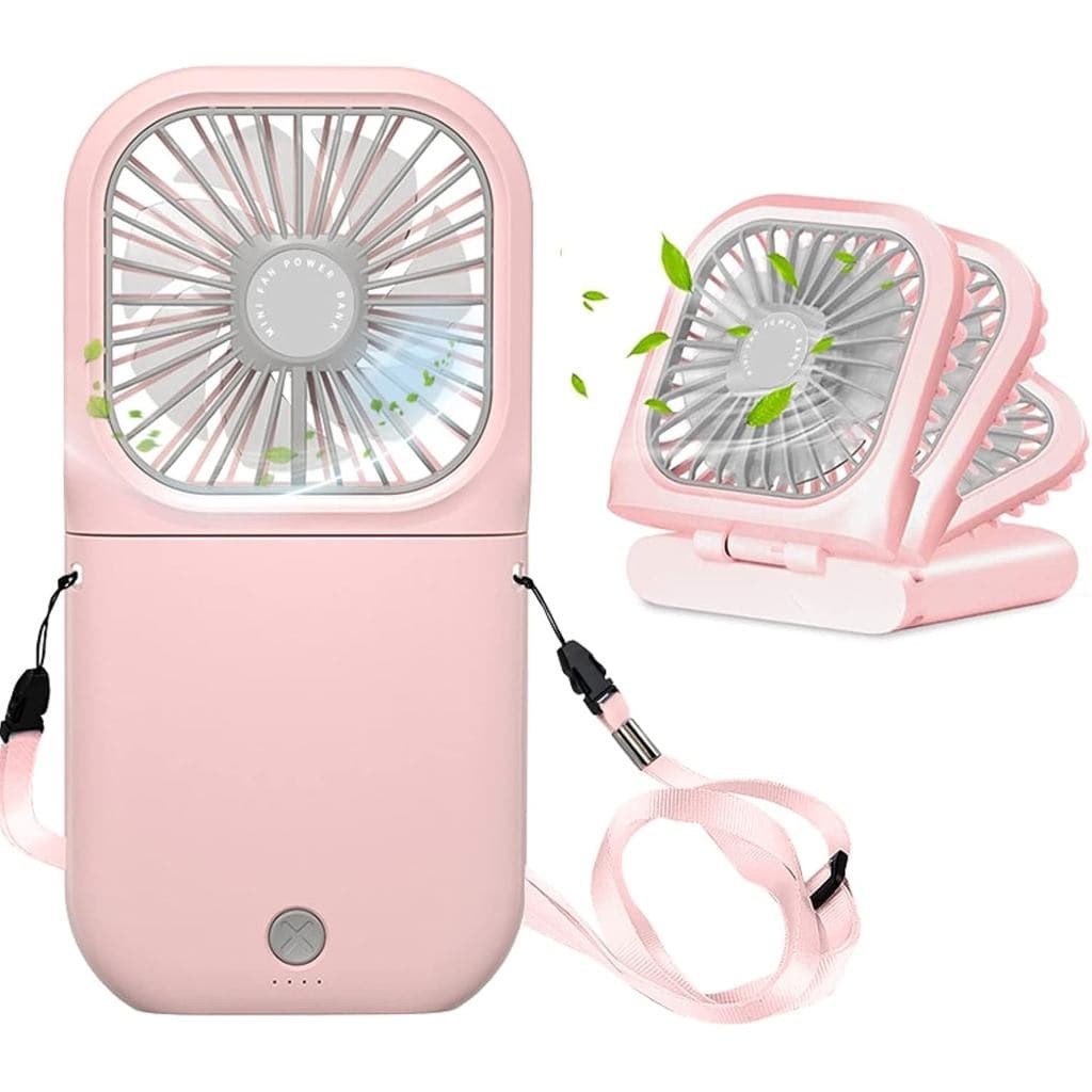 Ventilador pessoal recarregável com cordão, ventilador portátil de mão dobrável de 0 a 180 graus. ° Ventilador de bolso
