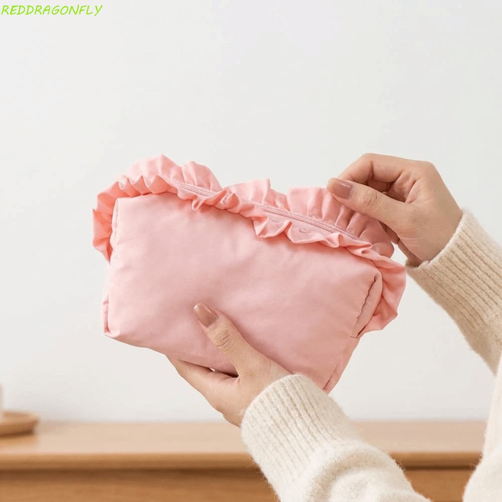 Bolsa De Maquiagem Com Babados RDERGOYL , Estojos Cosméticos De Nylon De Cor Sólida , Armazenamento Para Lavagem De Esto