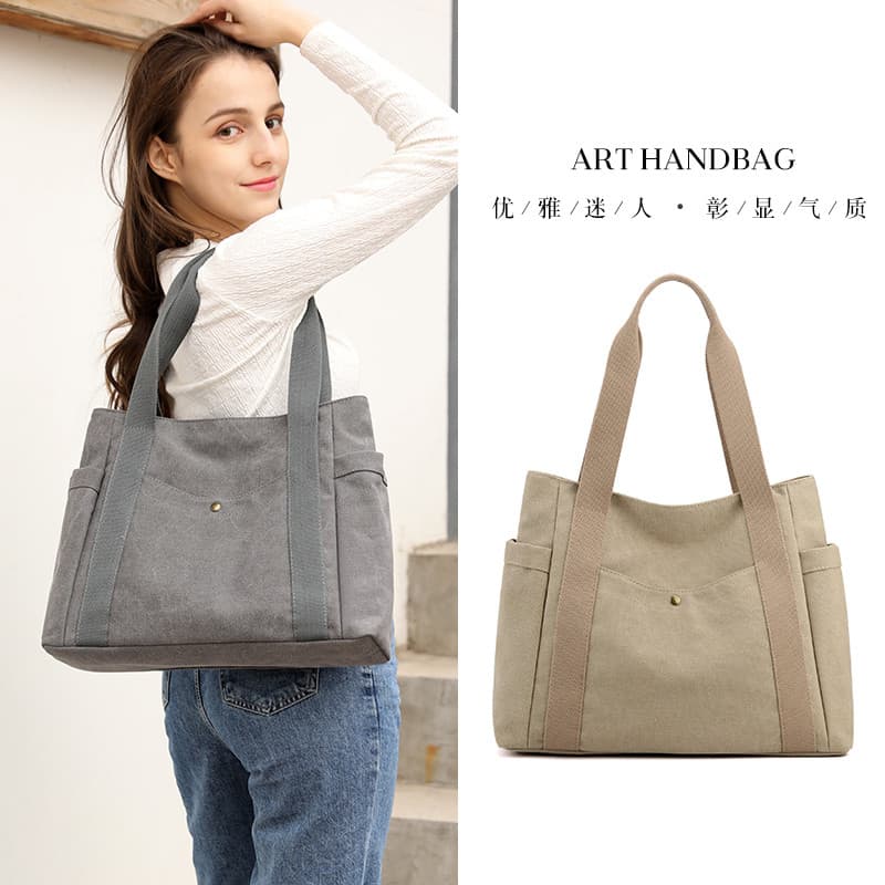 Novo estilo bolsa de lona simples bolsa de ombro feminina bolsa de trabalho grande capacidade computador Commuter saco T