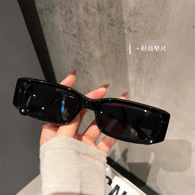 Europeu americano na moda colisão forma rua tiro óculos moda estreito retangular óculos de sol decorativo masculino femi