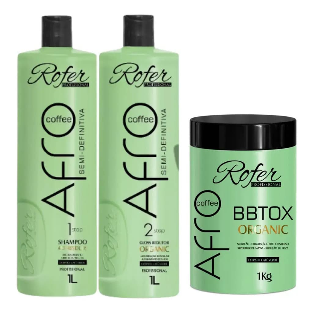 Kit Progressiva 2x1L +Bbtox Afro Linha Orgânica Rofer 1KG