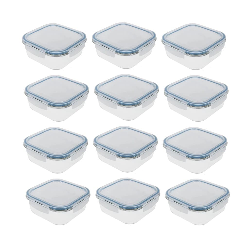 12 Potes De Vidro Marmita Resistente Freezer Fitness 550ml Antivazamento Armazenamento Reutilizável Quadrada Refratário