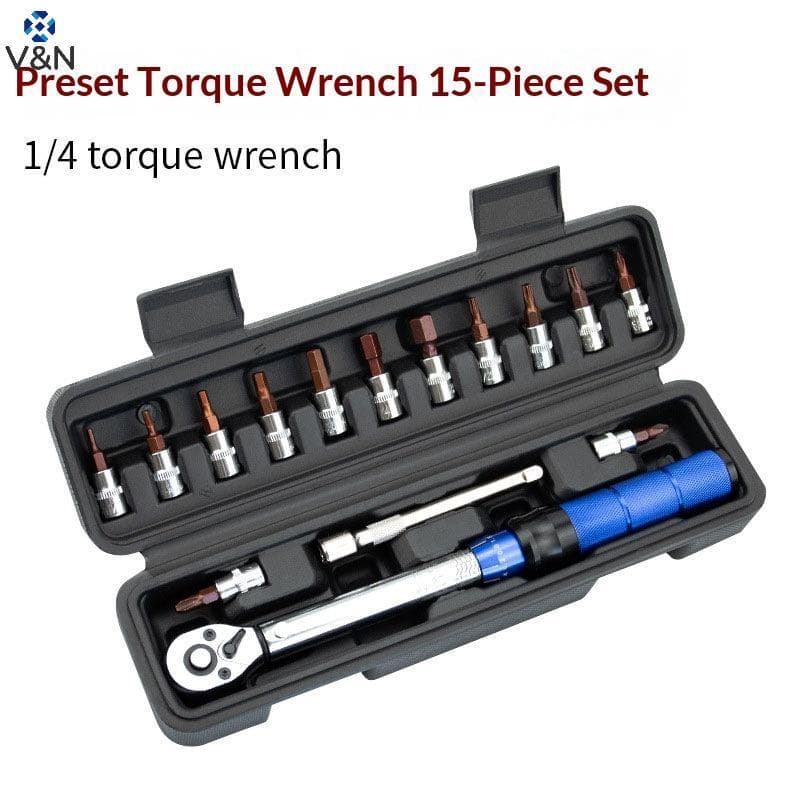 (V & N) 15 Unidades Conjunto De Chave De Catraca De Torque Ajustável 1 4 Polegadas Bicicleta Hex Soet Predefinida Para K
