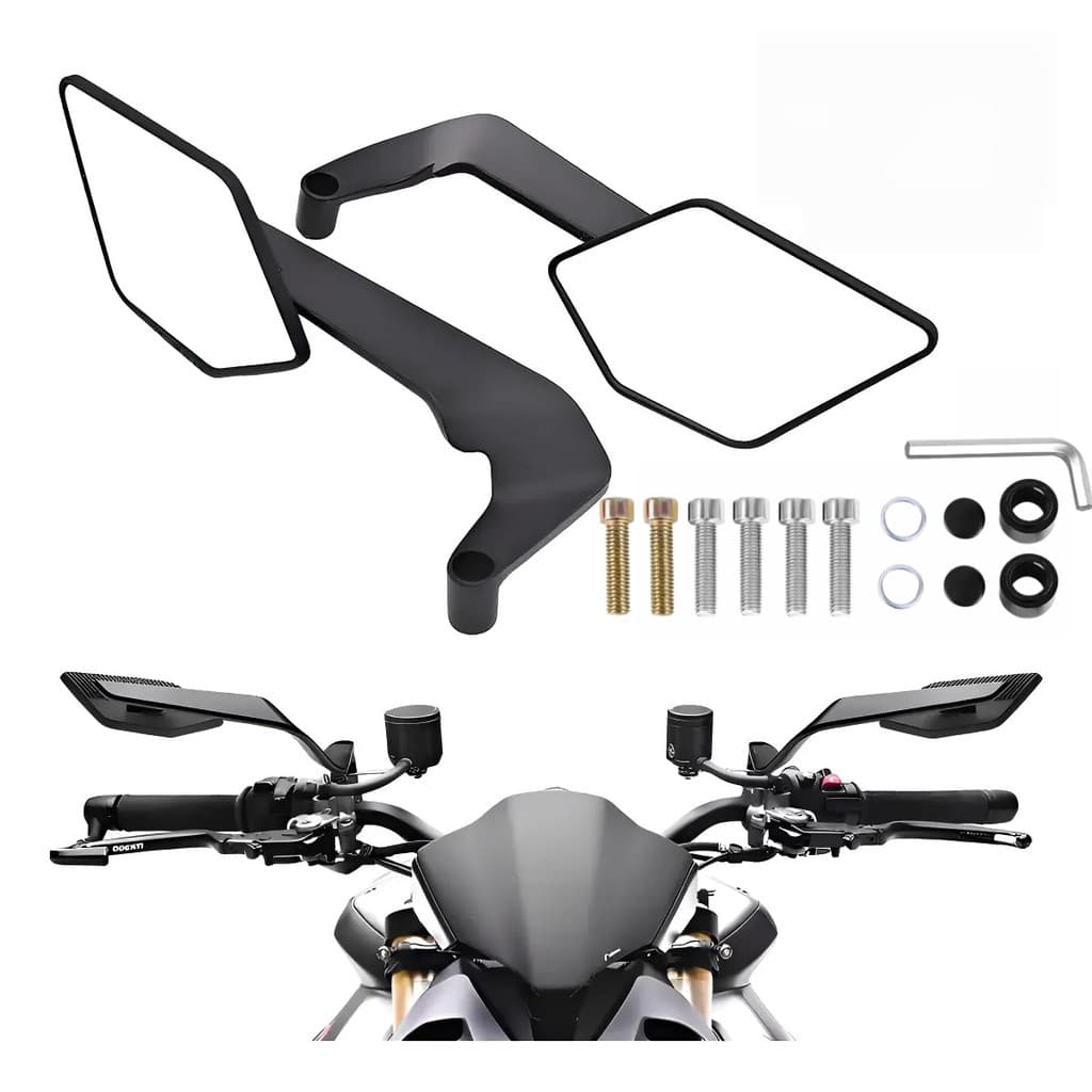 Espelho Retrovisor Quadrado Universal De Liga De Alumínio Para Motocicleta