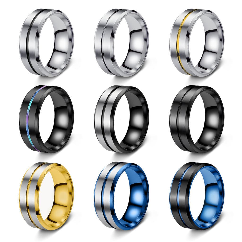 Pulseira de anel de aço de titânio que não desbota, joias masculinas populares, correspondência multicolorida
