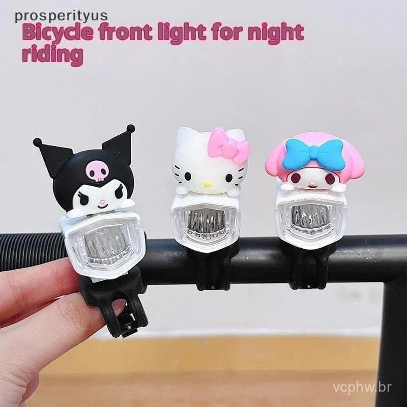 [prosperityus] 1 Peça De Desenho Animado Feminino Bicicleta Luz USB Noite Sanrio Hello Kitty Farol De Acessórios Para Pa