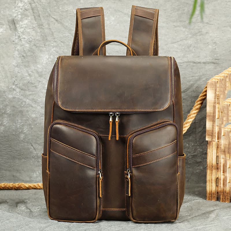 Exportação de comércio exterior grande capacidade High-End mochila cavalo louco couro Casual saco de couro genuíno mascu