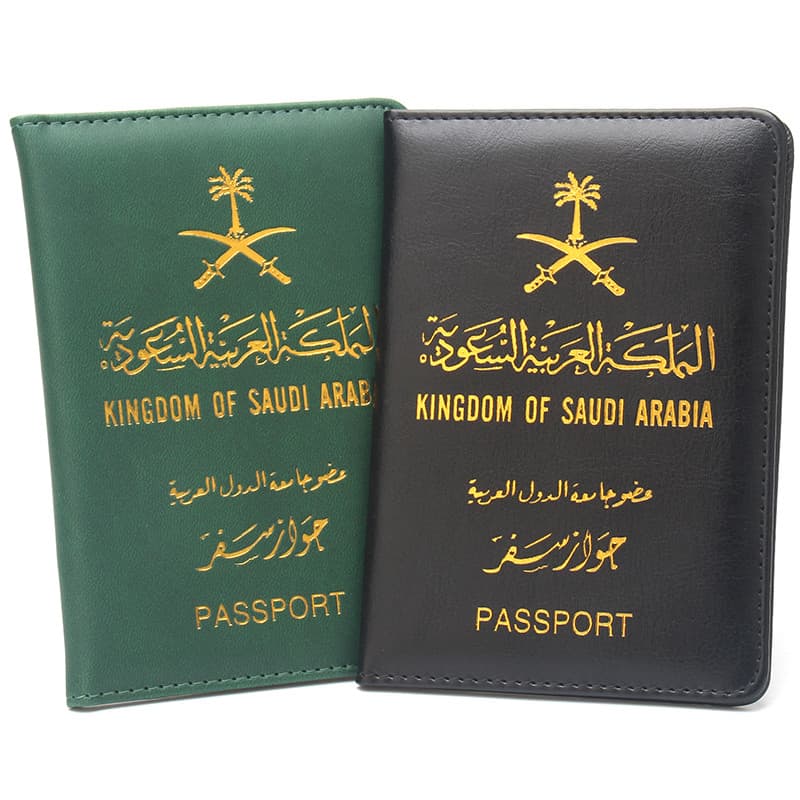 Porta-passaporte árabe saudita, capa protetora de couro divertida para livro de passaporte do oriente médio, couro fino,