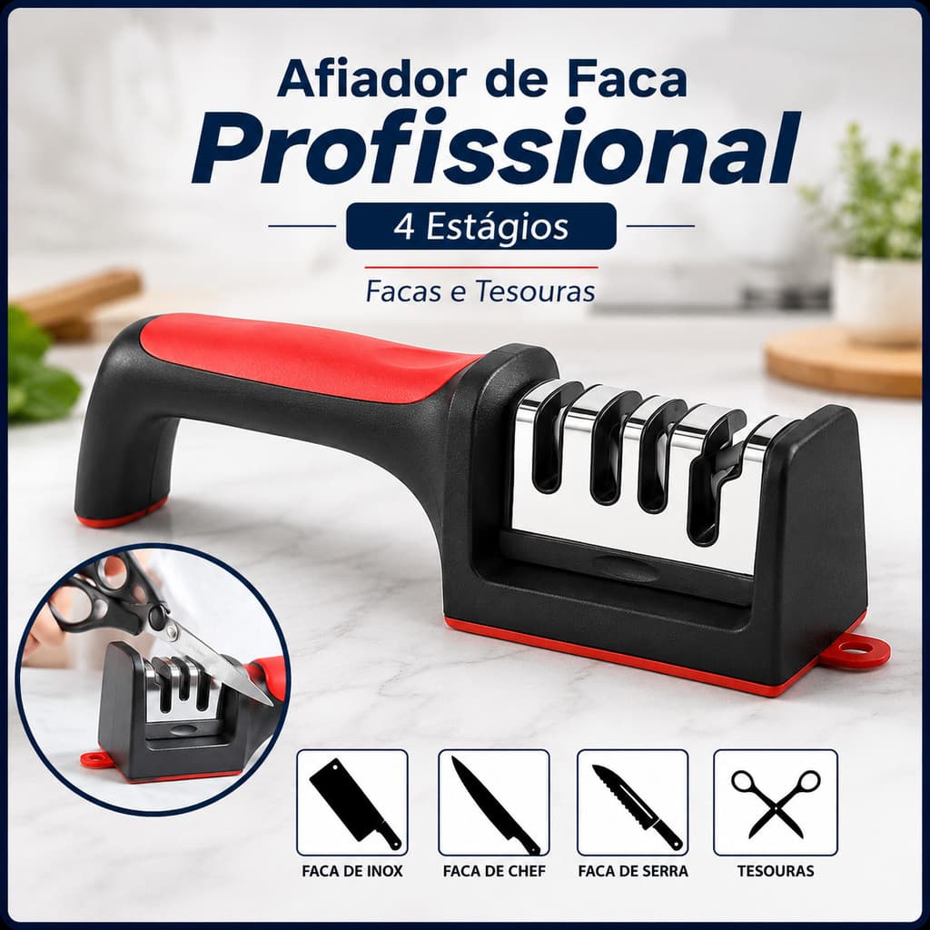 Afiador De Faca 4 Estágios Profissional Amolador Manual Para Cozinha