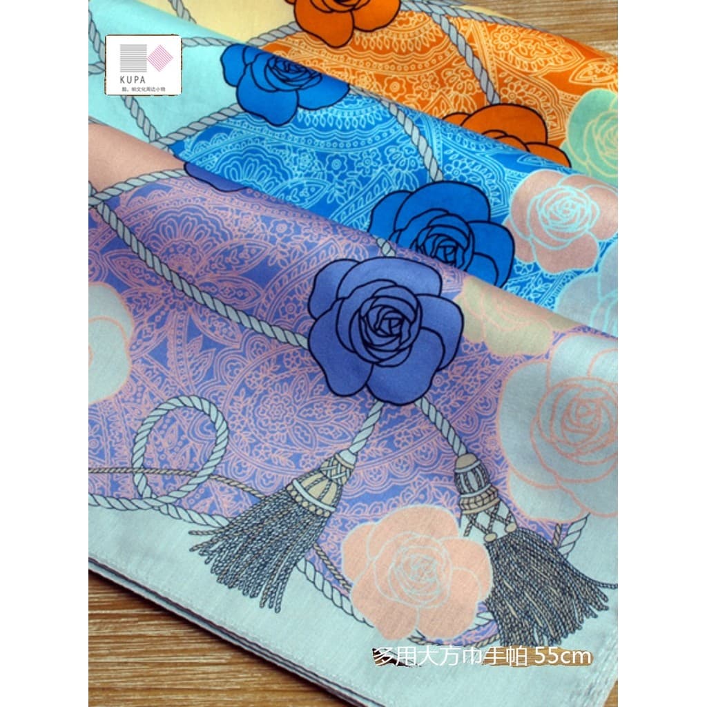 [Kupa] Lenço quadrado grande de marca estilo japonês puro algodão tributo cetim padrão bandana lenço de algodão feminino