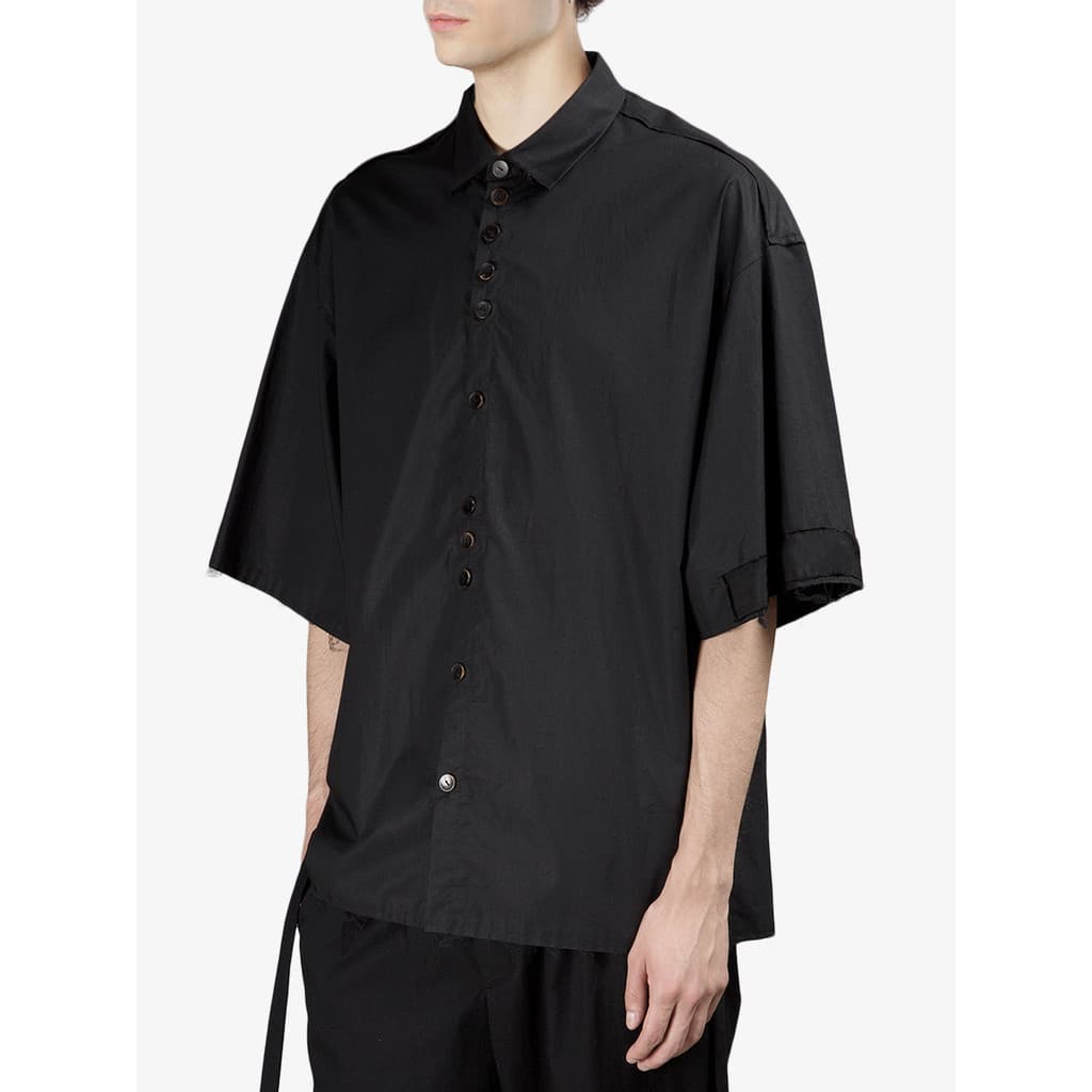 GAOSTUDIOS Preto Extra Solto Curto Desfiado Camisa Homens Mulheres Multi-Botão Desconstrução Japonês Retro Camisa de Mei