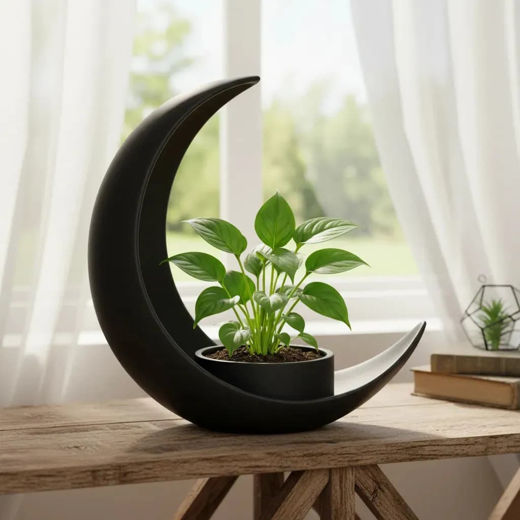 Vaso Decorativo Lua Crescente Para Plantas E Suculentas