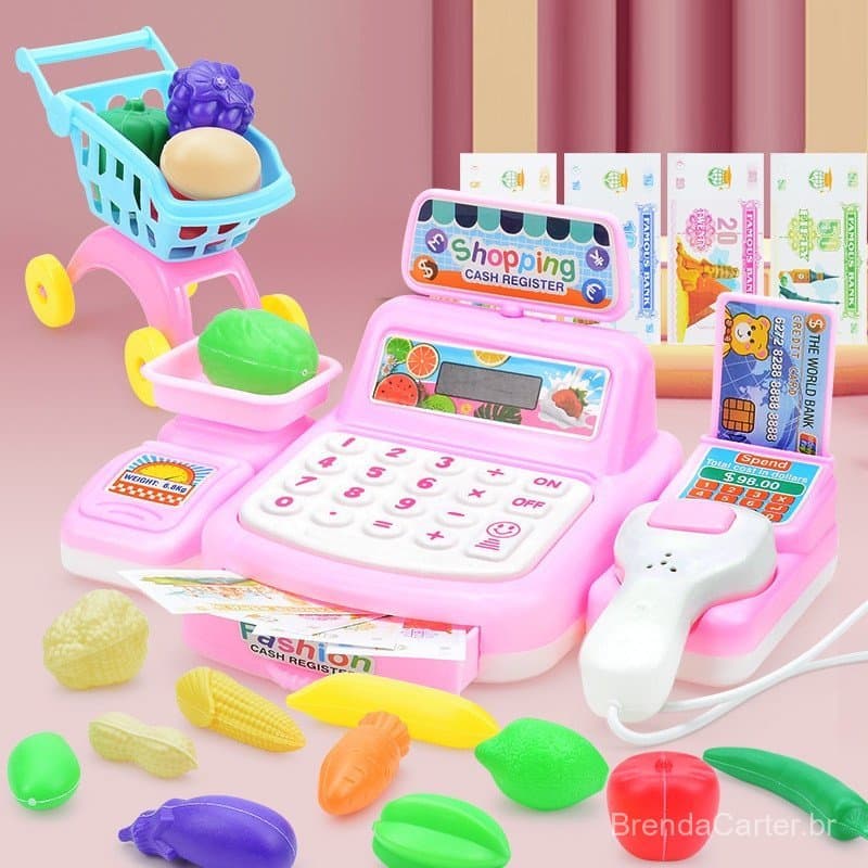 A0166 Simulação Infantil Supermercado Caixa Registradora Conjunto Simulação Scan Card Register Play House Toys