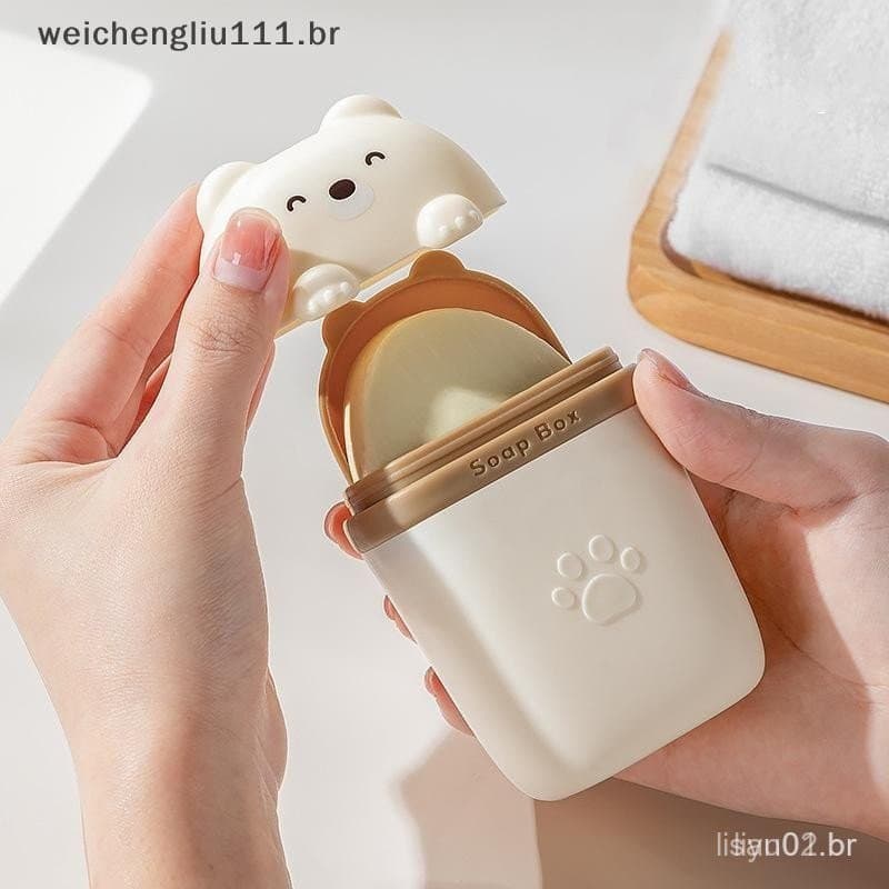 # weicheng Caixa De Sabonete Fofa De Desenho Animado Com Laço Para Viagens , Saboneteiras De Banheiro , Portátil , Selad