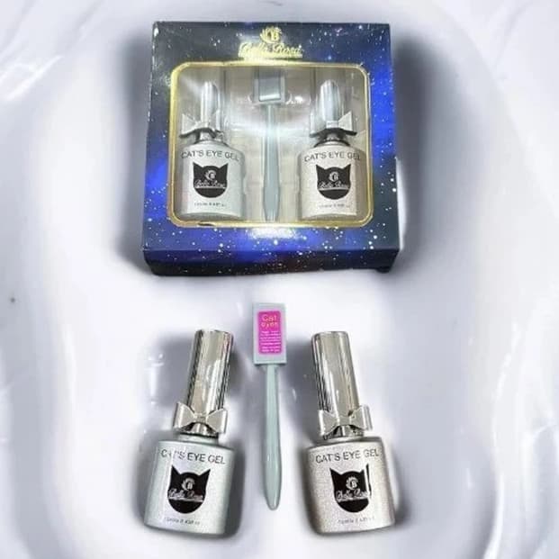 Kit/3 Esmalte em Gel Olho de Gato com Imã Bella Rosa Esmaltes Magnéticos Dourado Prateada