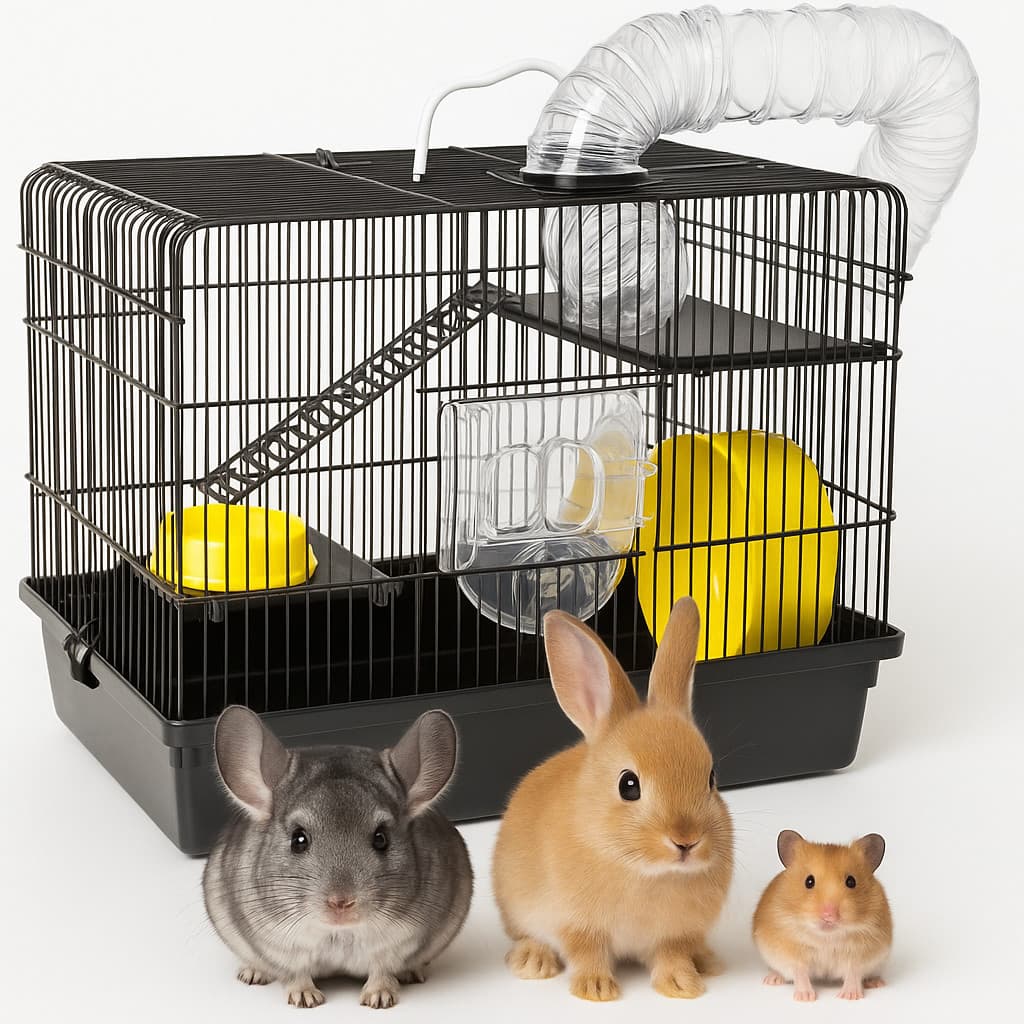 Gaiola Hamster Tubo Slim Tubo Super Luxo Completa Com Rodinha Black, Lílas, Vermelha e Azul