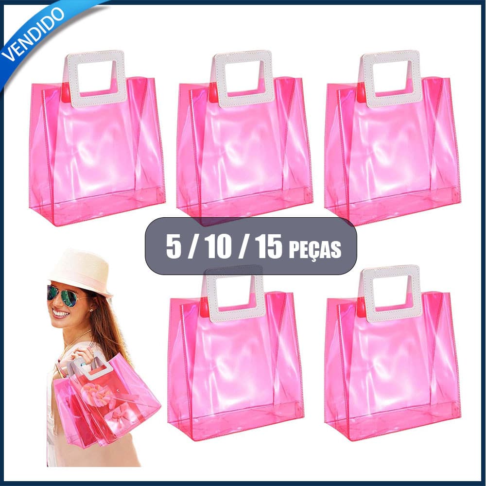 5/10/15 sacolas de PVC rosa ideais para compras boutiques casamentos aniversários chás de bebê 20x18x10cm