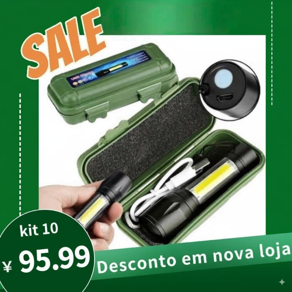 Kit 10 De Mini Lanterna Tatica Com Led E Zoom Recarregável Usb Envio Rápido