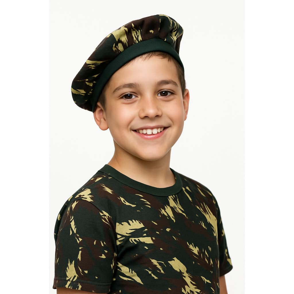 Boina Infantil com Estampa Camuflada Exército
