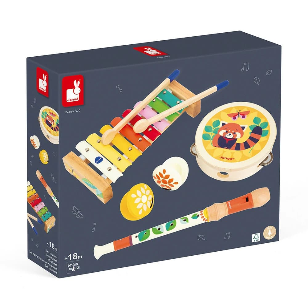 Conjunto Instrumentos Musicais De Madeira Gioia Brinquedos Infantis Para Crianças +18 Meses