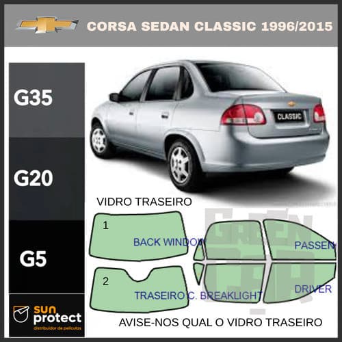 Pelicula Insulfilm Corsa Sedan Classic 1996/2015 Profissional G05 / G20 / G35