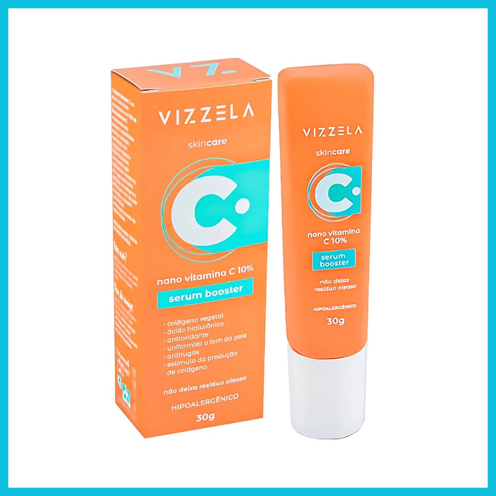 Vizzela Sérum Facial 30g Vitamina C Ácido Hialurônico Colágeno e Antioxidante